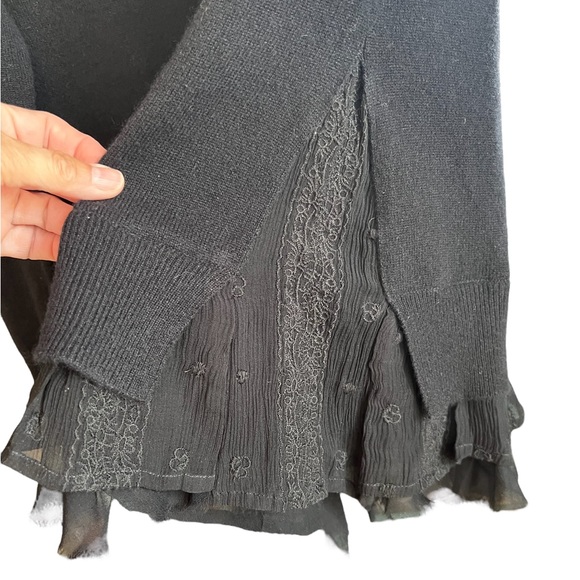 Garnet Hill Cashmere with silk shirttail black S - Picture 4 of 8